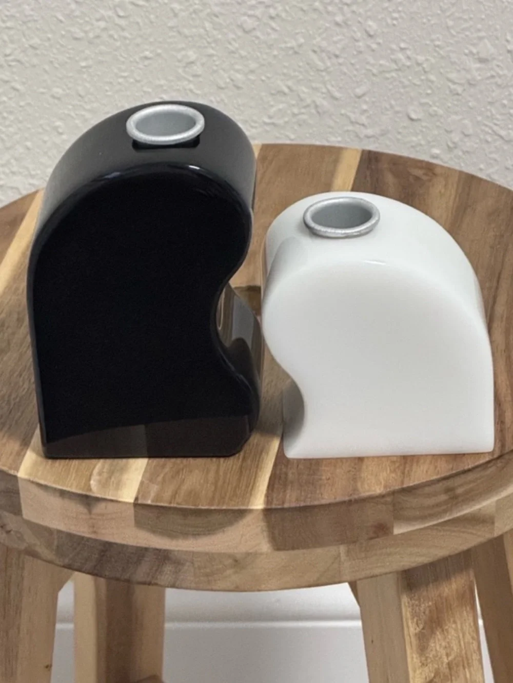 Areaware Seymour Sculptural Interlocking Candle Holder Set Black White NWT